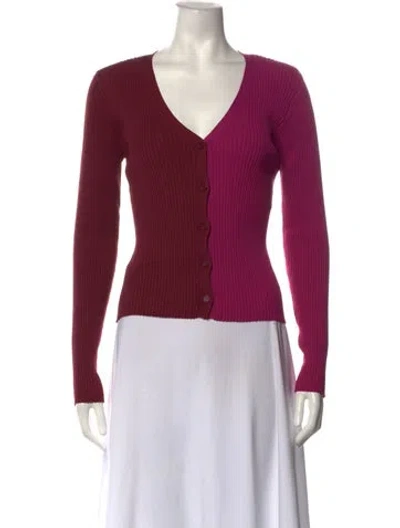 Pre-owned Staud Nylon Colorblock Pattern Sweater In Pink