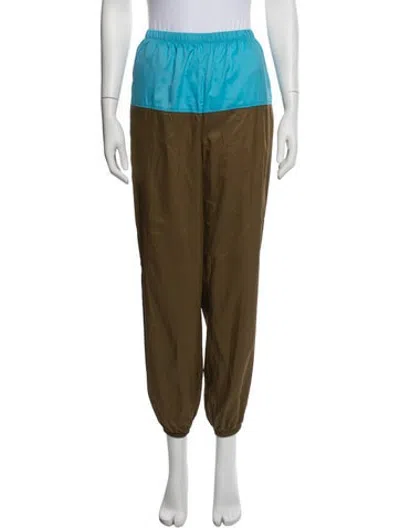Pre-owned Staud Nylon Colorblock Pattern Sweatpants In Brown
