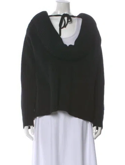 Pre-owned Staud Nylon Cowl Neck Sweater In Black