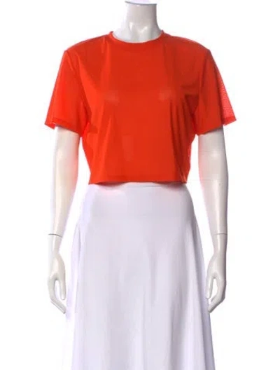Pre-owned Staud Nylon Crew Neck Crop Top In Orange