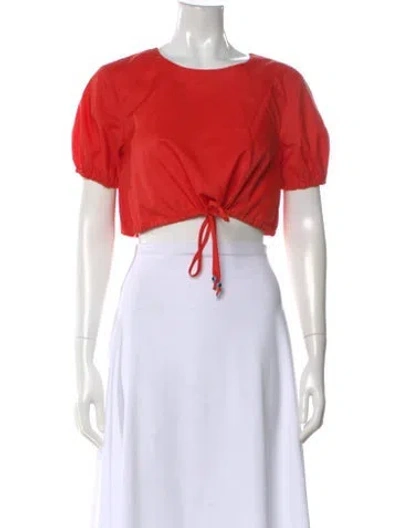 Pre-owned Staud Nylon Crew Neck Crop Top In Red