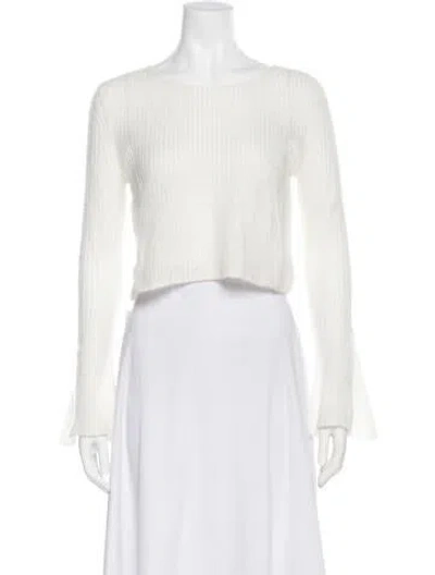 Pre-owned Staud Nylon Crew Neck Sweater In White