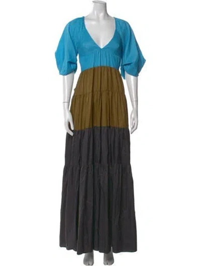 Pre-owned Staud Nylon Long Dress In Blue