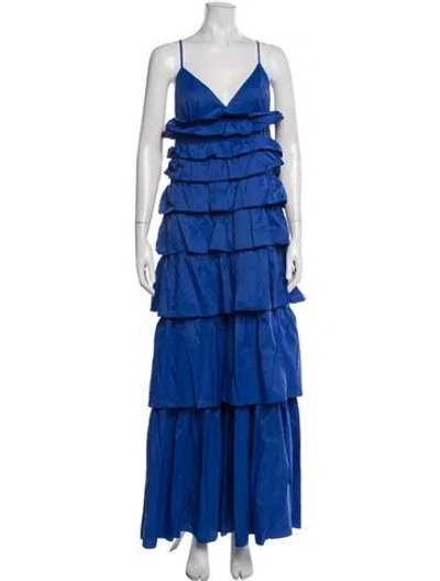 Pre-owned Staud Nylon Long Dress In Blue
