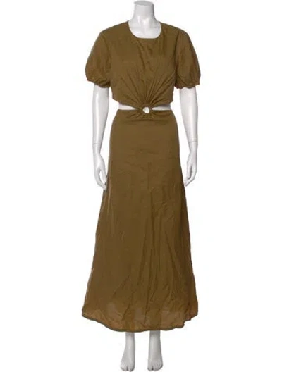 Pre-owned Staud Nylon Long Dress In Brown
