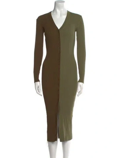 Pre-owned Staud Nylon Long Dress In Green