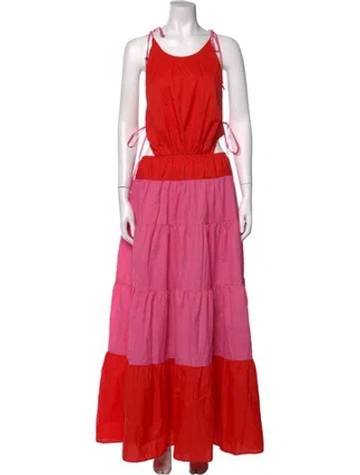 Pre-owned Staud Nylon Long Dress In Orange