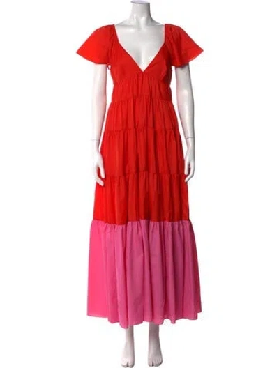 Pre-owned Staud Nylon Long Dress In Pink