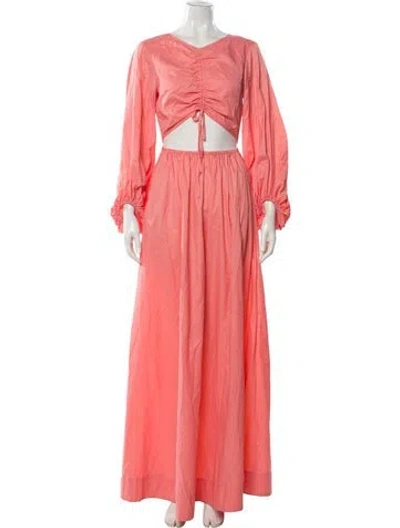 Pre-owned Staud Nylon Long Dress In Pink