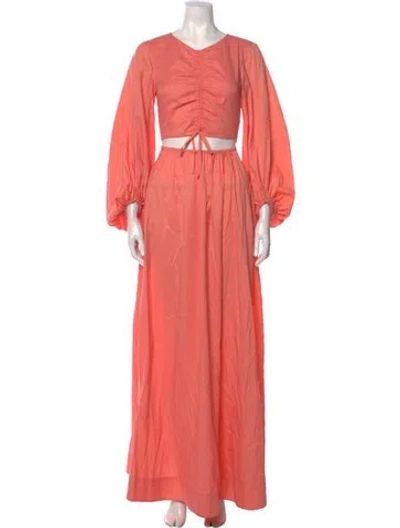 Pre-owned Staud Nylon Long Dress In Pink