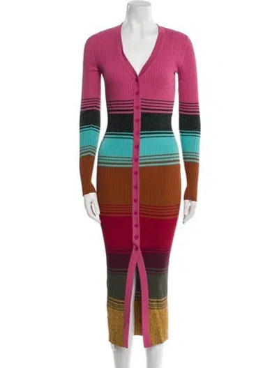 Pre-owned Staud Nylon Long Dress In Pink