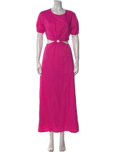 Pre-owned Staud Nylon Long Dress In Pink