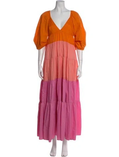 Pre-owned Staud Nylon Long Dress In Pink