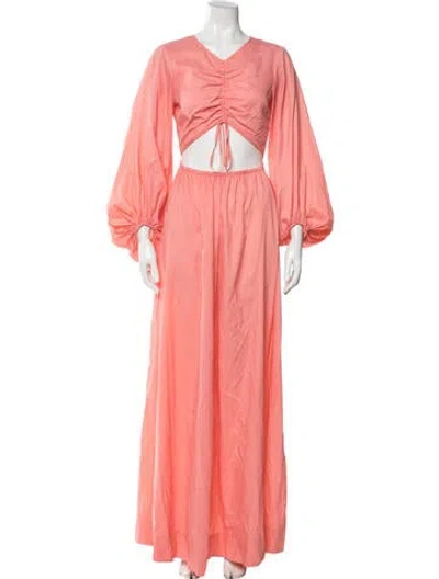 Pre-owned Staud Nylon Long Dress In Pink