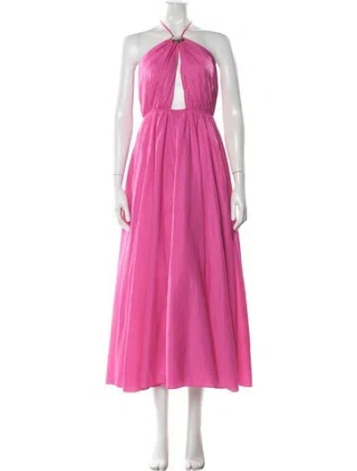 Pre-owned Staud Nylon Long Dress In Pink