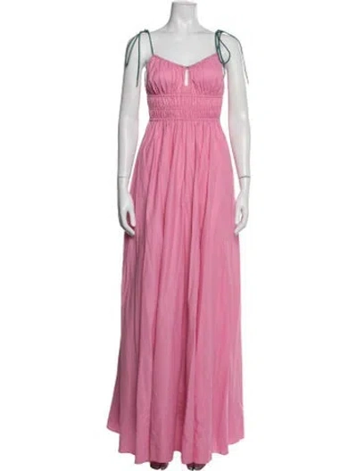 Pre-owned Staud Nylon Long Dress In Pink