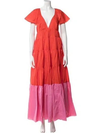 Pre-owned Staud Nylon Long Dress In Red