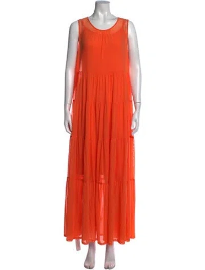 Pre-owned Staud Nylon Long Dress W/ Tags In Orange