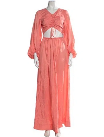 Pre-owned Staud Nylon Long Dress W/ Tags In Pink
