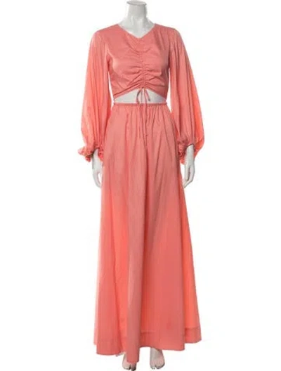 Pre-owned Staud Nylon Long Dress W/ Tags In Pink