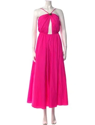 Pre-owned Staud Nylon Long Dress W/ Tags In Pink