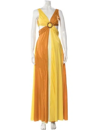 Pre-owned Staud Nylon Long Dress In Yellow