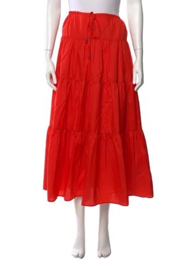 Pre-owned Staud Nylon Long Skirt In Orange