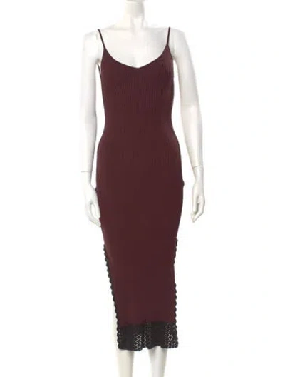 Pre-owned Staud Nylon Midi Length Dress In Burgundy