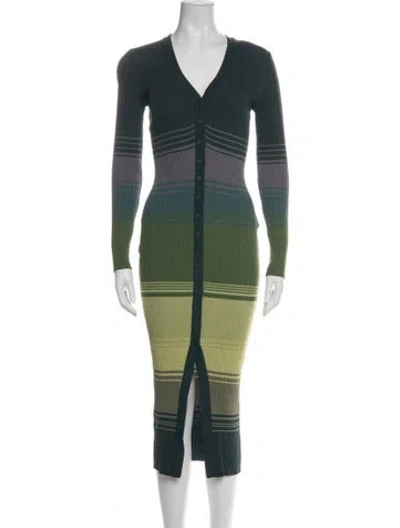 Pre-owned Staud Nylon Midi Length Dress In Green