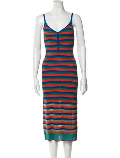Pre-owned Staud Nylon Midi Length Dress In Multi