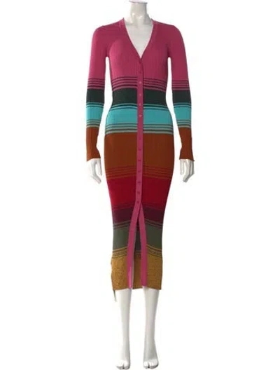 Pre-owned Staud Nylon Midi Length Dress In Pink