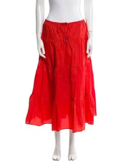 Pre-owned Staud Nylon Midi Length Skirt In Orange
