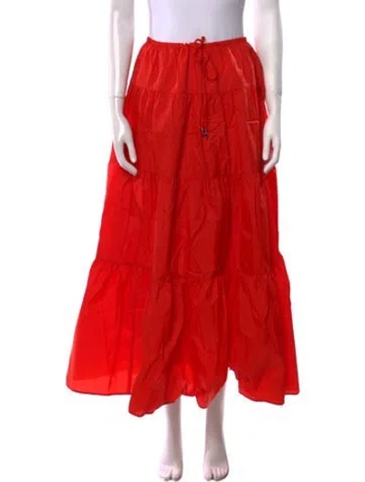 Pre-owned Staud Nylon Midi Length Skirt In Red