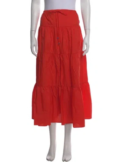 Pre-owned Staud Nylon Midi Length Skirt In Red