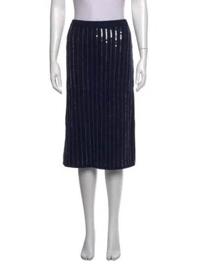 Pre-owned Staud Nylon Midi Length Skirt W/ Tags In Blue