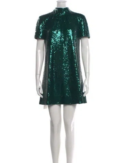 Pre-owned Staud Nylon Mini Dress In Green