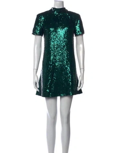 Pre-owned Staud Nylon Mini Dress In Green