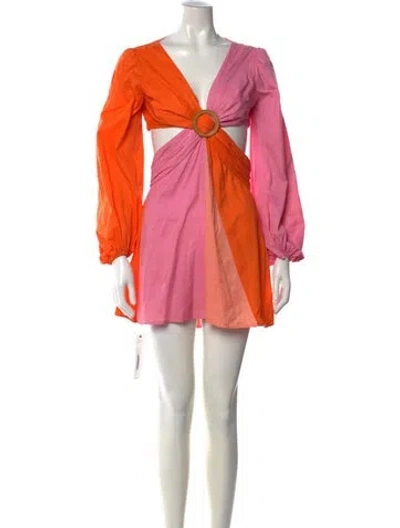 Pre-owned Staud Nylon Mini Dress In Orange/pink