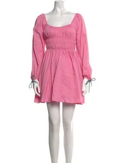 Pre-owned Staud Nylon Mini Dress In Pink