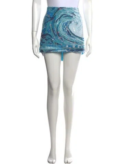 Pre-owned Staud Nylon Mini Skirt W/ Tags In Blue