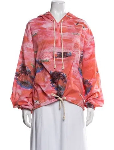Pre-owned Staud Nylon Printed Jacket W/ Tags In Pink