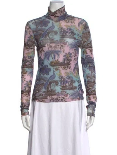 Pre-owned Staud Nylon Printed Top In Brown