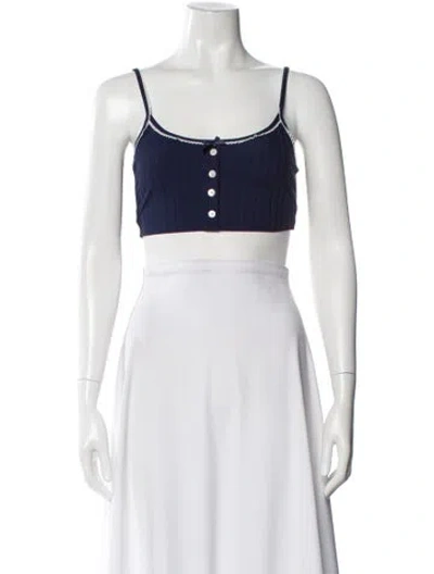 Pre-owned Staud Nylon Scoop Neck Crop Top In Multi