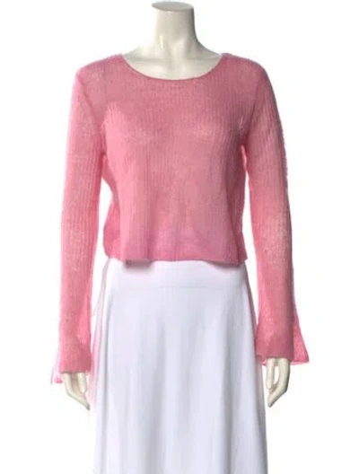 Pre-owned Staud Nylon Scoop Neck Sweater In Pink
