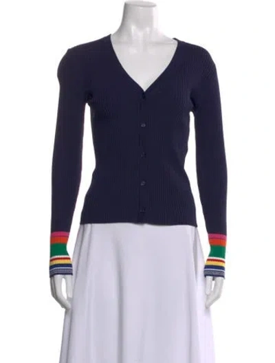 Pre-owned Staud Nylon Striped Sweater In Blue