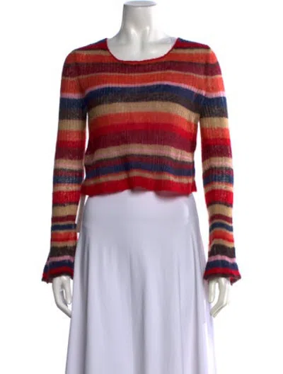 Pre-owned Staud Nylon Striped Sweater In Red