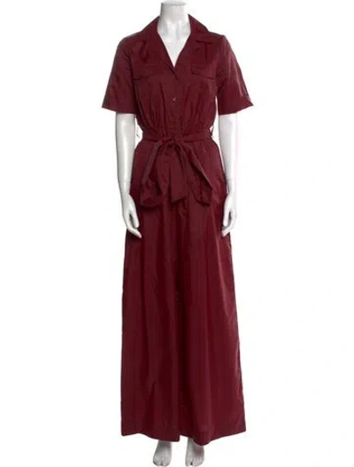 Pre-owned Staud Nylon V-neck Jumpsuit In Burgundy