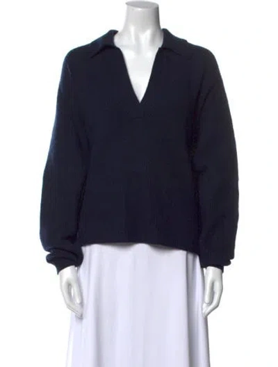 Pre-owned Staud Nylon V-neck Sweater In Black