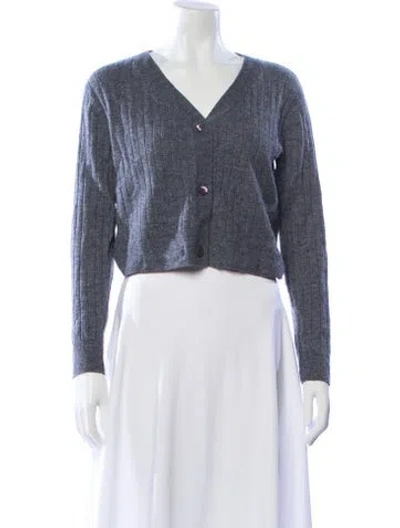 Pre-owned Staud Nylon V-neck Sweater In Blue