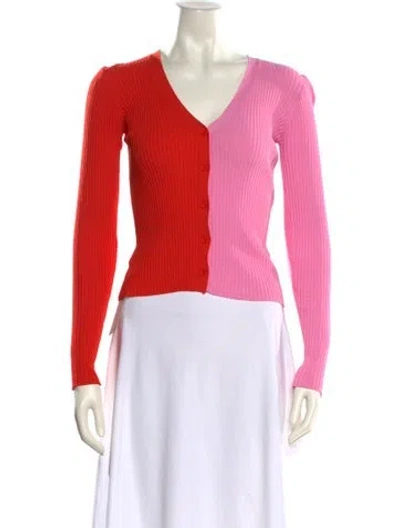 Pre-owned Staud Nylon V-neck Sweater In Multi